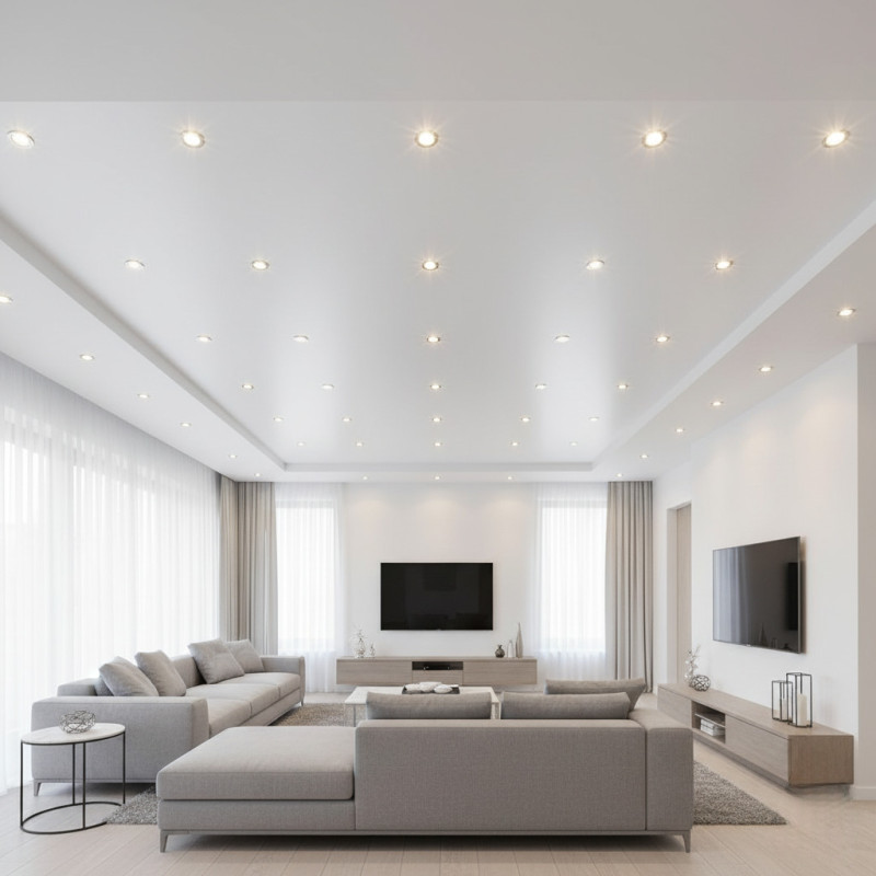 Точечные светильники в гостиной