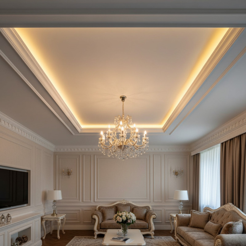 Классический потолок с подсветкой