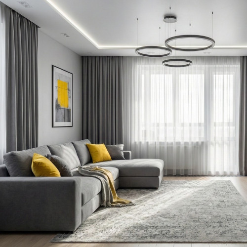 Монтаж матового натяжного потолка с подсветкой в зале