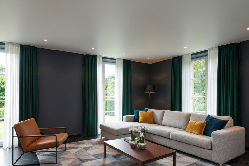 Матовый потолок с точечными светильниками