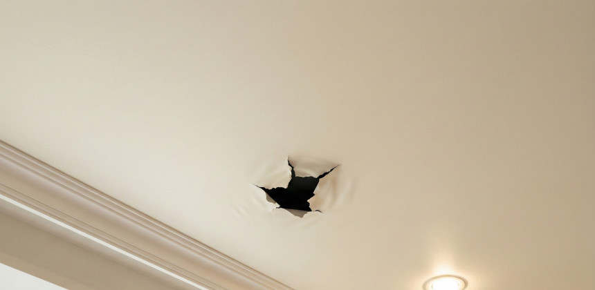 Чем заклеить дырку в натяжном потолке: возможные способы и ограничения