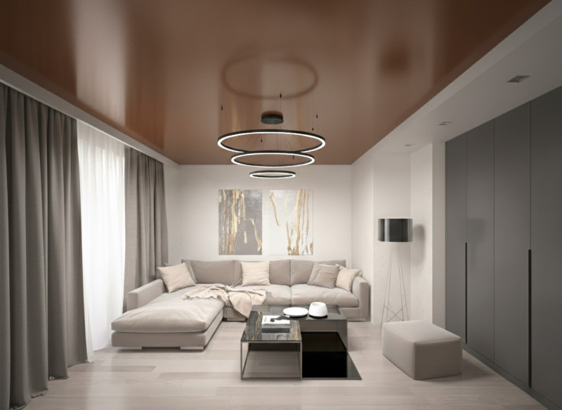 Коричневый глянец в гостиной