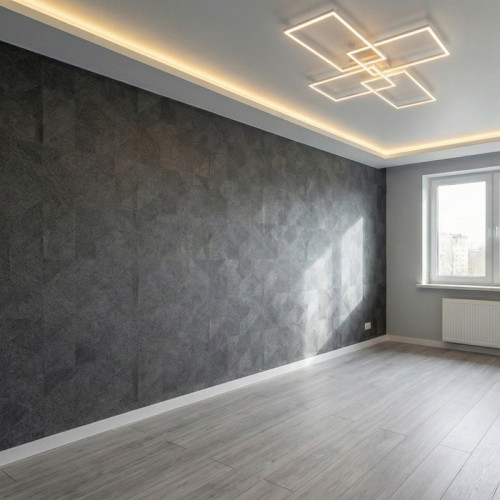 Тканевый двухуровневый натяжной потолок в зале