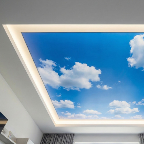 Натяжной потолок с фотопечатью &laquo;Небо&raquo; и подсветкой