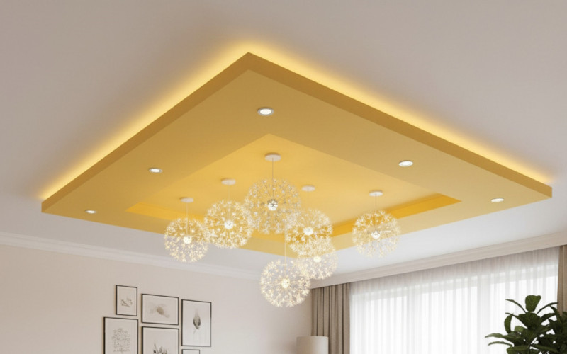 Желтый со светильниками одуванчиками