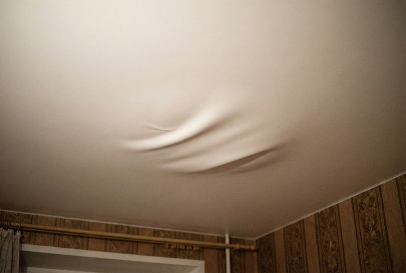 Провисший потолок полосатые обои