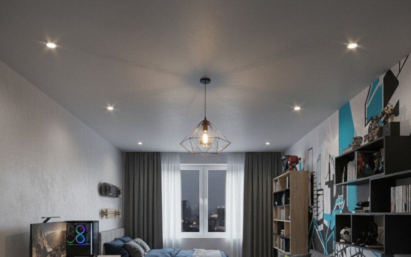 Серый с точечными светильниками