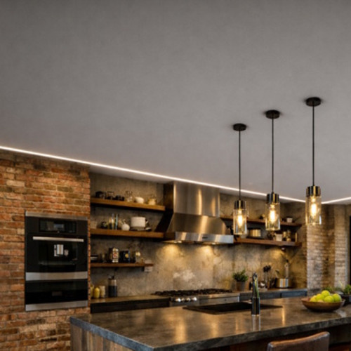 Премиум потолок в стиле Лофт на кухне