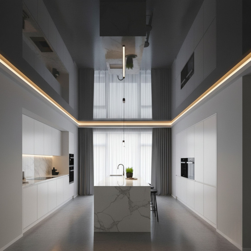 Черный глянец на кухне