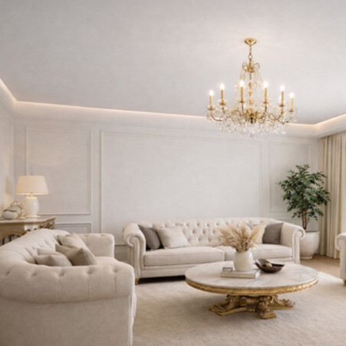 Цена парящего матового потолка в гостиной