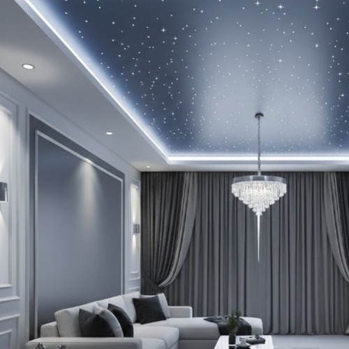 Монтаж двухуровневого потолка &laquo;Звёздное небо&raquo; с контурной подсветкой