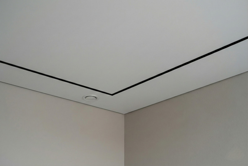 Белый потолок с одним точечным светильником