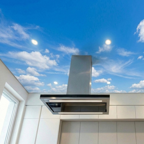 Натяжной потолок Небо с облаками на кухне