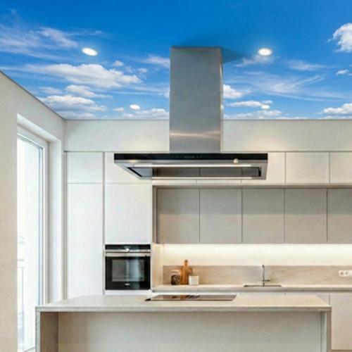 Натяжной потолок Небо с облаками на кухне