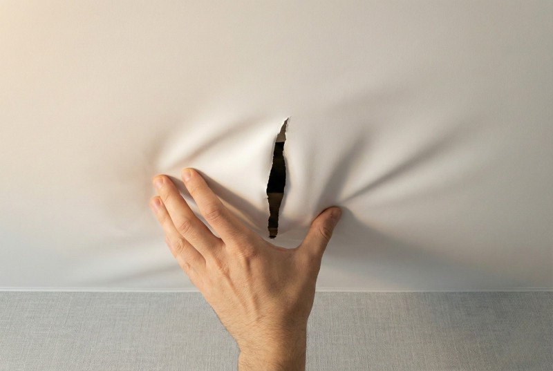 Рука на потолке с дырой