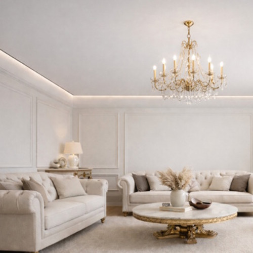 Цена парящего матового потолка в гостиной