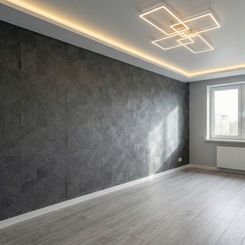 Тканевый двухуровневый натяжной потолок в зале