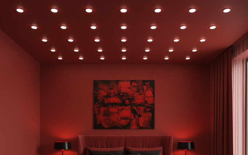 Красный с точечными светильниками