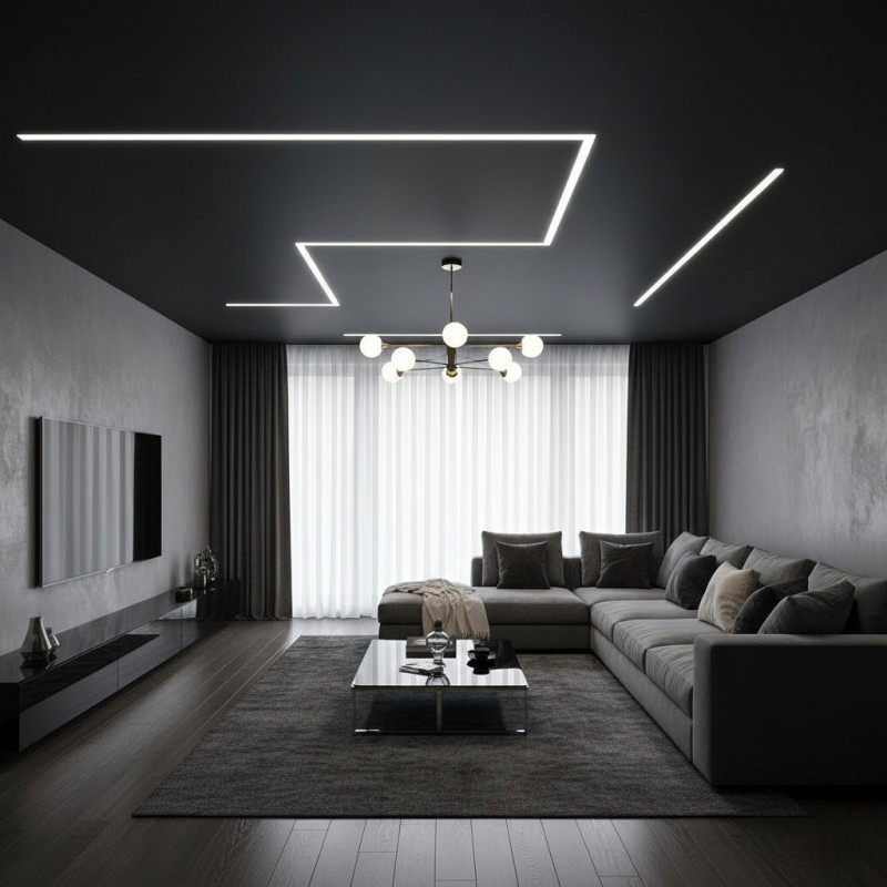 Черный со световыми линиями